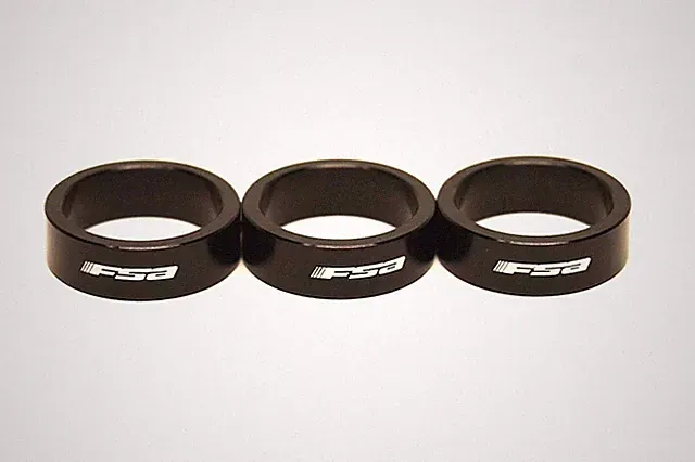 FSA 160-4026 10mm x 1" Bicycle Headset Spacers Alloy Black with FSA Logo 3-Pack