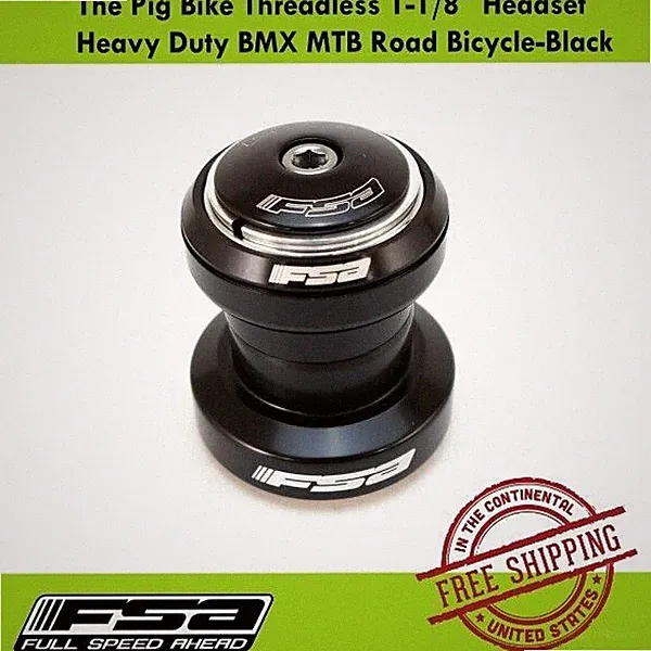 FSA The Pig Bike Threadless 1-1/8" Headset Heavy Duty BMX MTB Road Bicycle-Black
